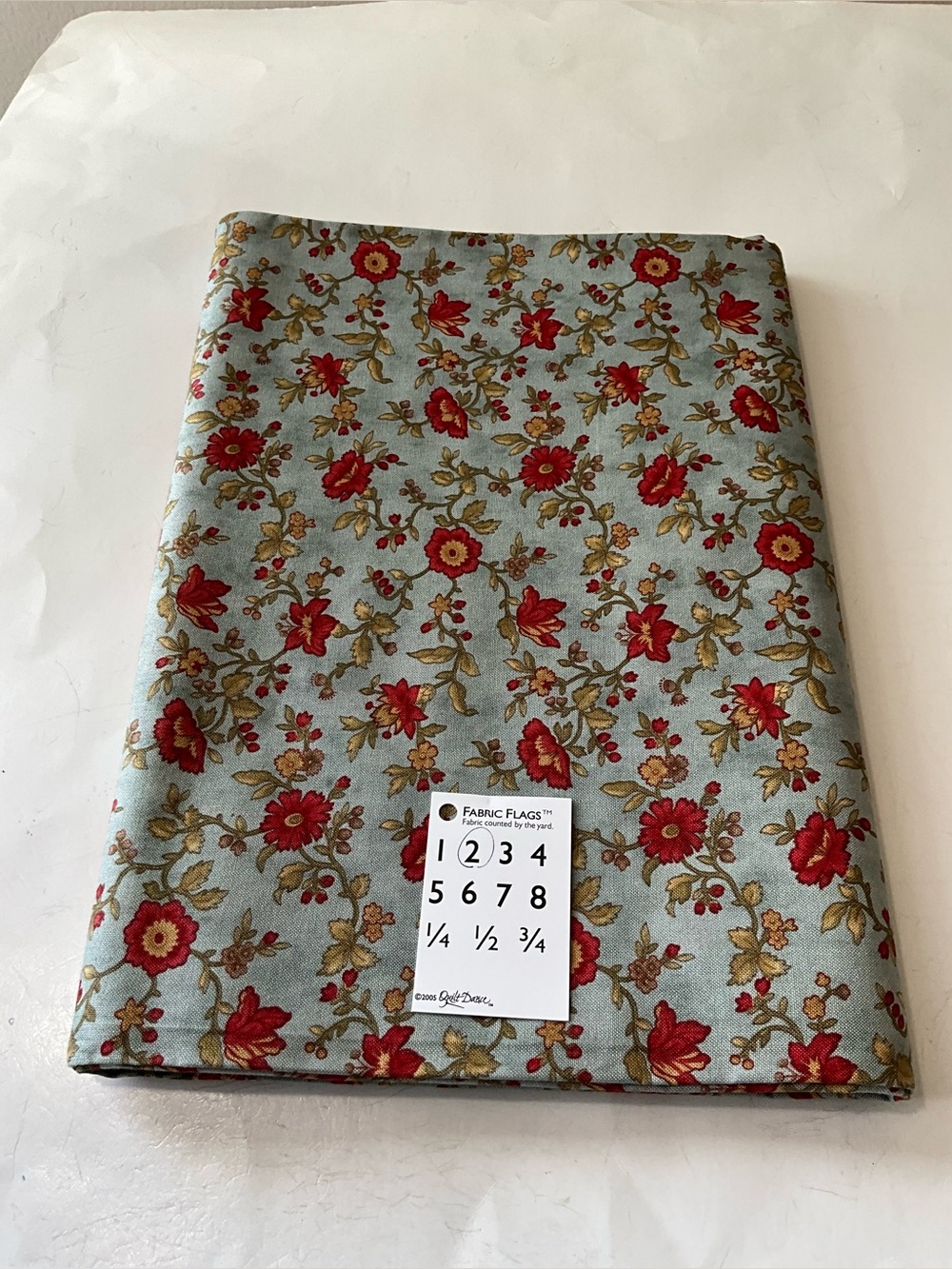 Quilting Sewing Fabric Moda #3837 Chocolat Floral Cotton  Blue Red Green 2yds